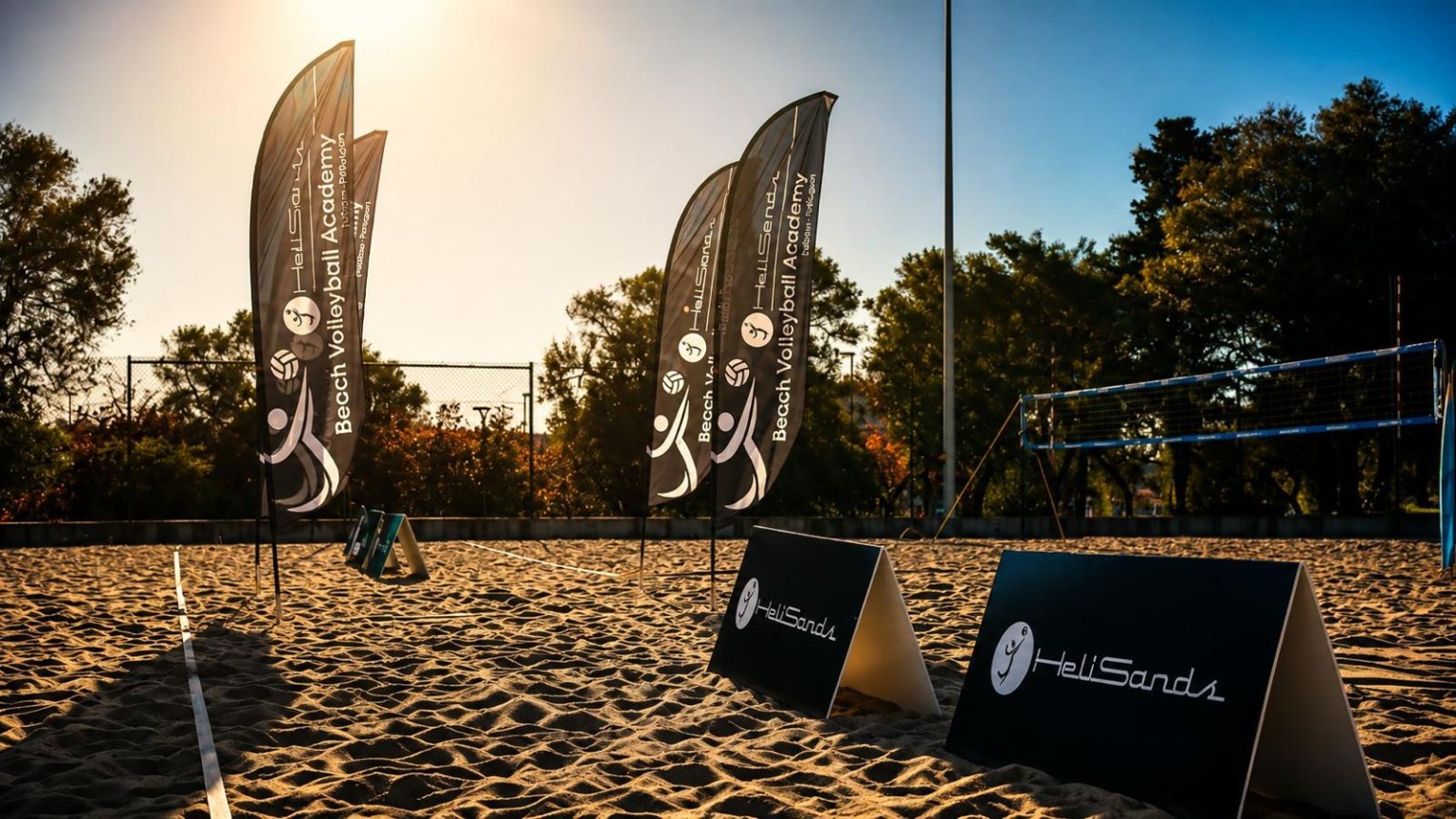 HeliSands branded beach volleyball court at Estádio Universitário de Lisboa in Lisbon